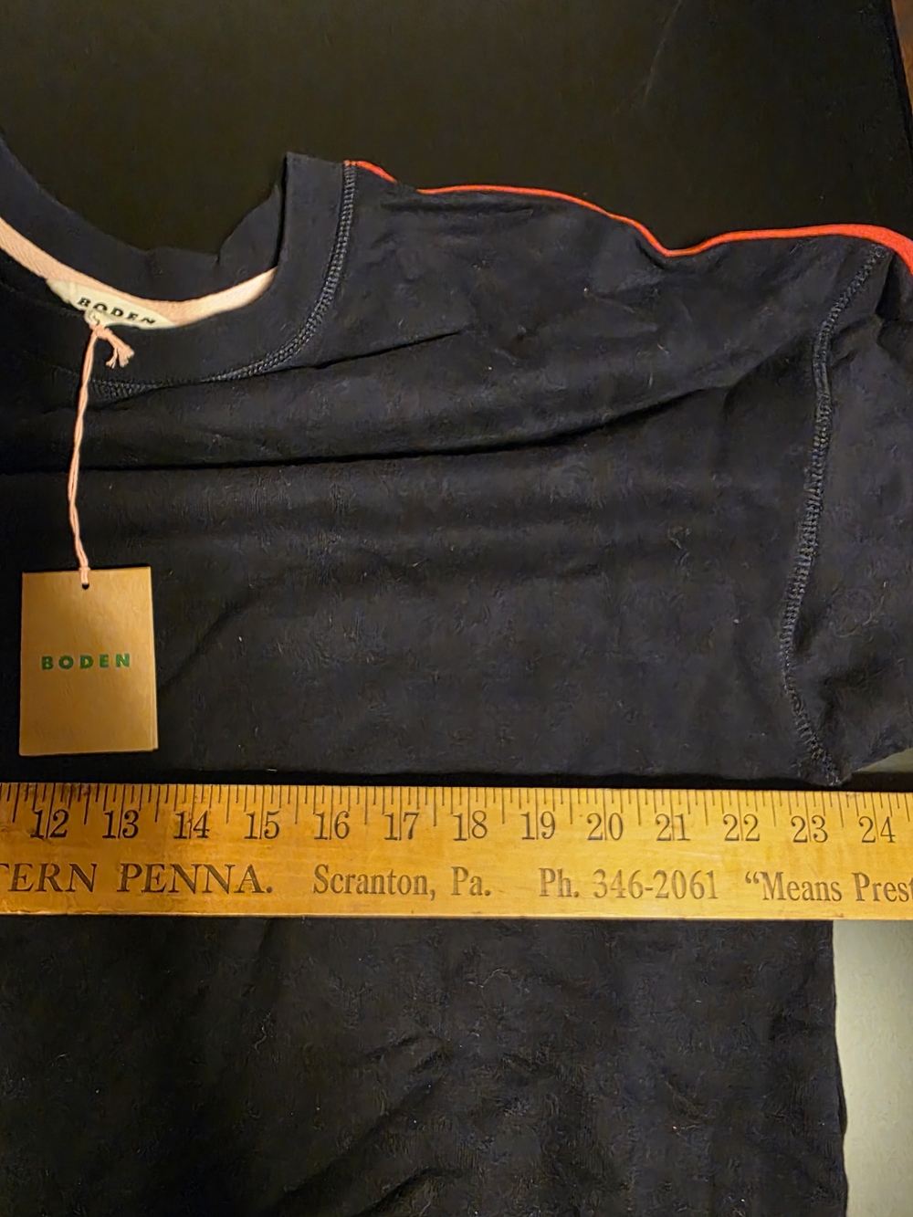 Boden Navy crewneck Sweatshirt with Red, Blue and Green Stripe Detail - Picture 4 of 6